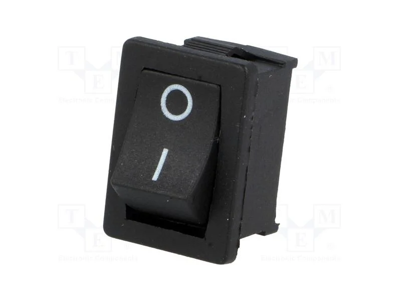 ROCKER, SPST, Pos: 2, ON-OFF, 6A/250VAC, preto, n.