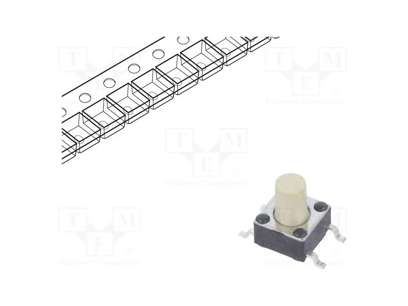 Microinterruptor Tact, Spst-No, Pos: 2, 0,05a/12vdc, Smt, 2,6n