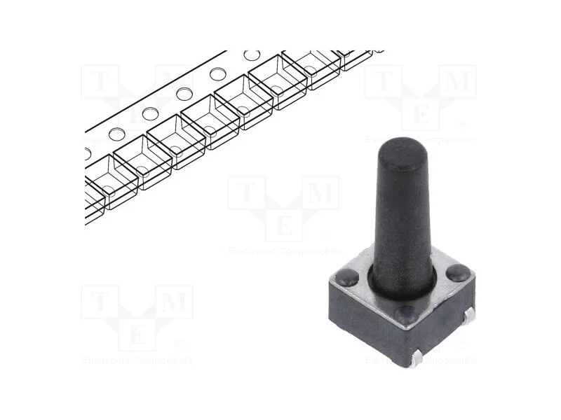 Microinterruptor Tact, Spst-No, Pos: 2, 0,05a/12vdc, Smt, 1,57n