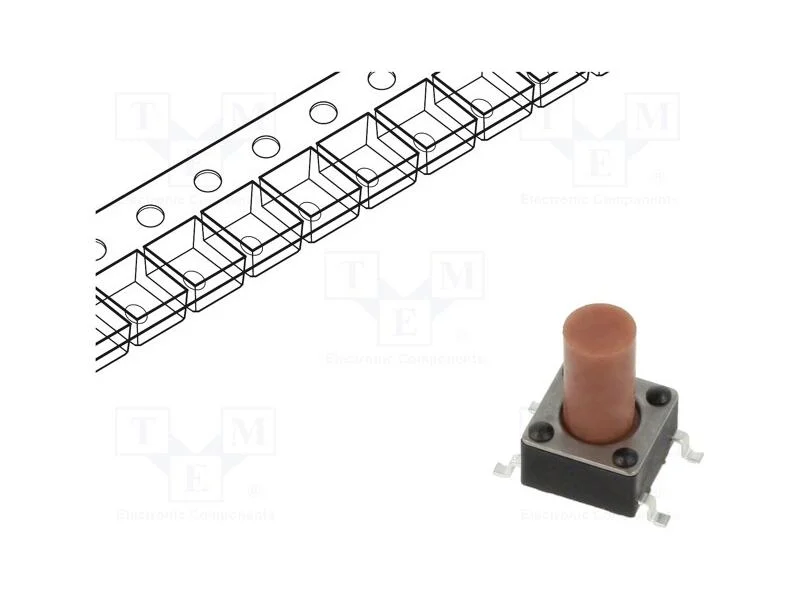 Microinterruptor Tact, Spst-No, Pos: 2, 0,05a/12vdc, Smd, 1,6n