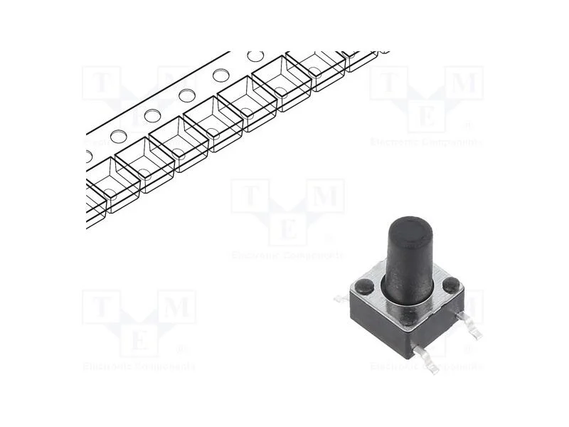 Microinterruptor Tact, Spst-No, Pos: 2, 0,05a/12vdc, Smt, 1,6n