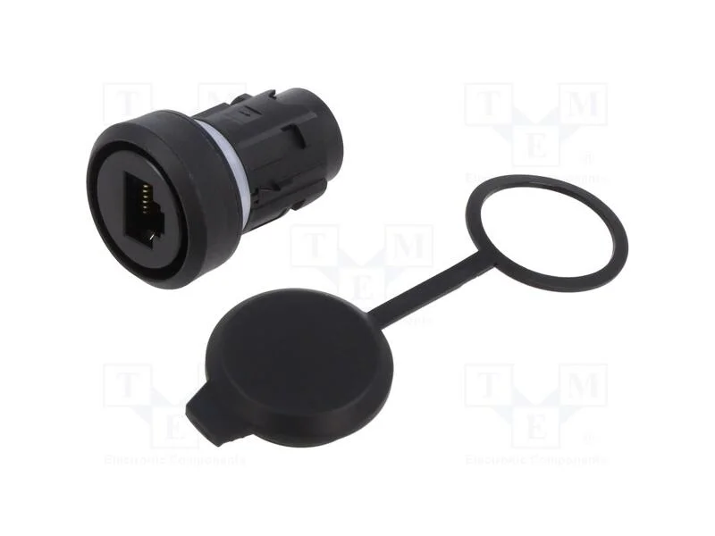 Tomada RJ45, 22mm, -25&divide;70C, IP65, preta