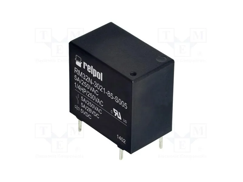Rel&eacute;: Eletromagn&eacute;tico, Spst-No, Ubobina: 5vdc, 5a, 5a/250vac, Pcb