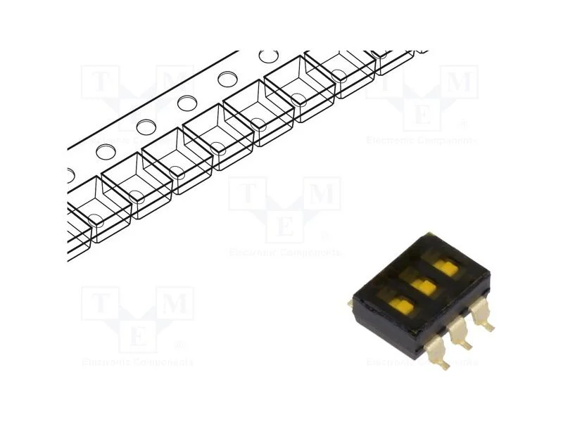 Interruptor: Dip-Switch, Off-On, 0,025a/24vdc, Pos: 2, -20&divide;70c