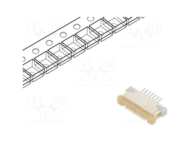 Conector: Ffc/Fpc, Horizontais, Pin: 7, Contactos Superiores,Zif