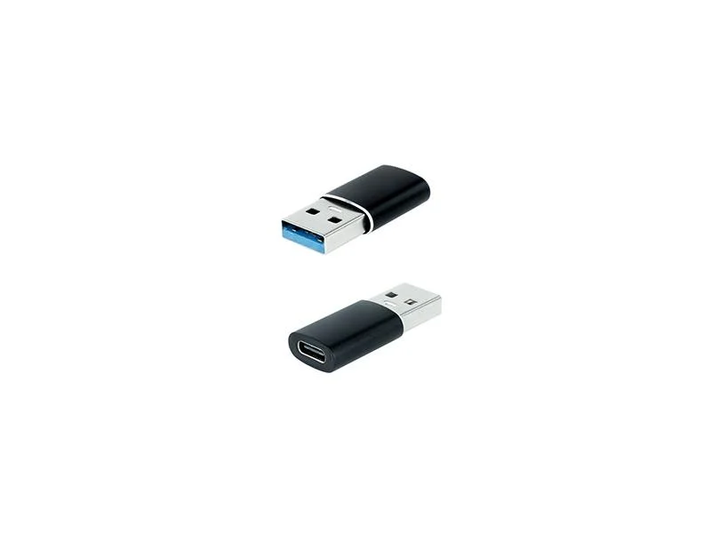 Mini Adaptador Usb-C F&ecirc;mea - Usb 3.2 Gen2 / Usb 2.0 3a Macho Preto - Aisens