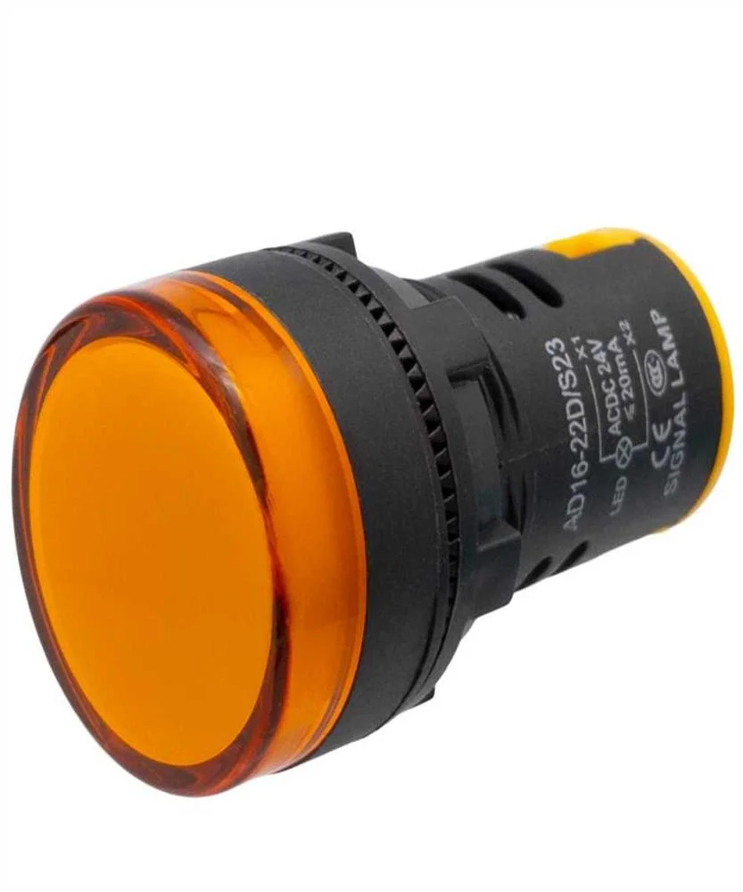 Piloto LED Industrial de 22mm, 24v Amarelo