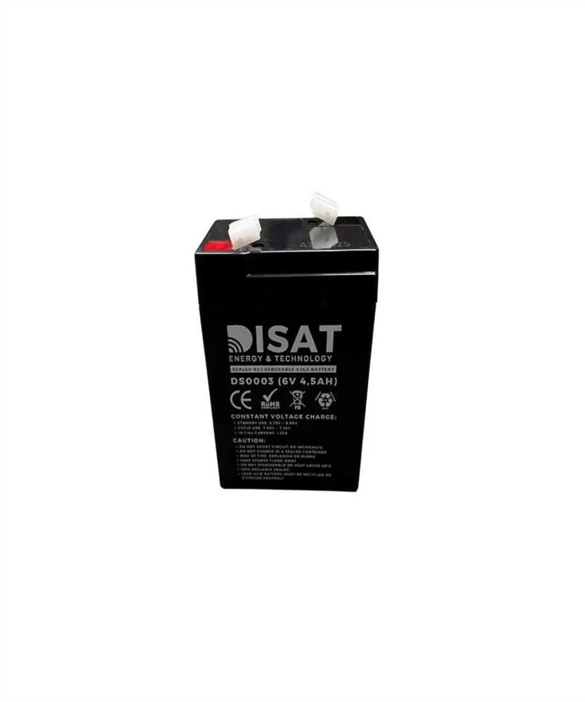 Bateria de Chumbo 6v, 4.5ah, F1 (70mm X 48mm X 106mm) Disat