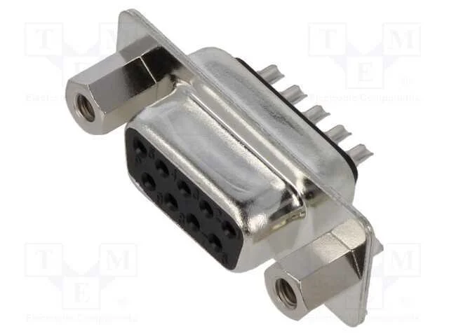 D-Sub, PIN: 9, ficha, f&ecirc;mea, com cabo, solda, pre.