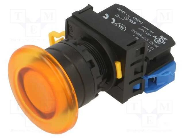 Interruptor: de Press&atilde;o; 22mm; Pos.Est&aacute;v: 1; No; Laranja; Led; Ip65