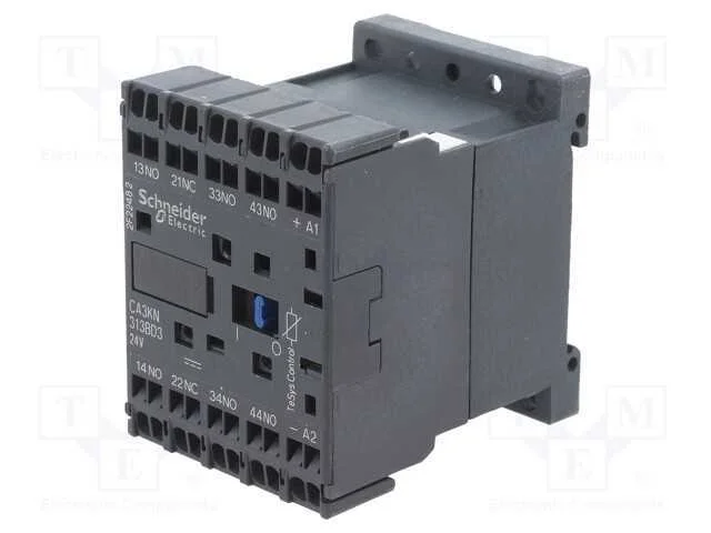 Contator: 4-de polo, NC + NO x3, 24VDC, 10A, TeSy.