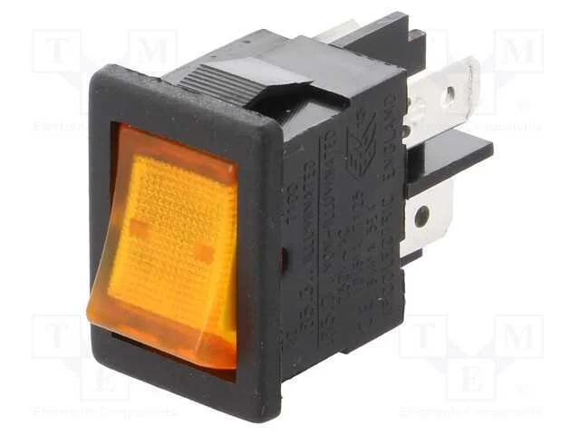 Rocker; Dpst; Pos: 2; On-Off; 10a/250vac; Amarelo; L&acirc;mpada de N&eacute;on