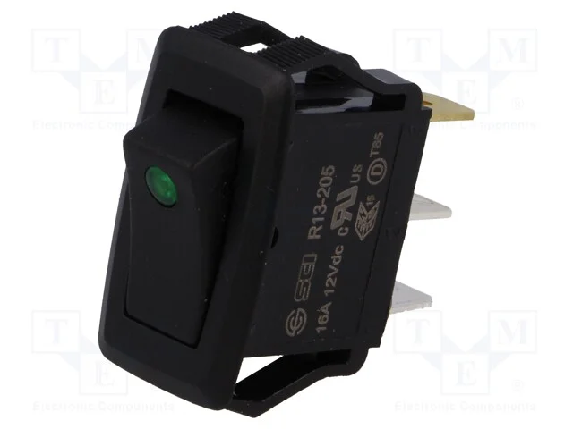 Rocker; Spst; Pos: 2; Off-(On); 16a/12vdc; Preto; Led; Carca&ccedil;a: Preto