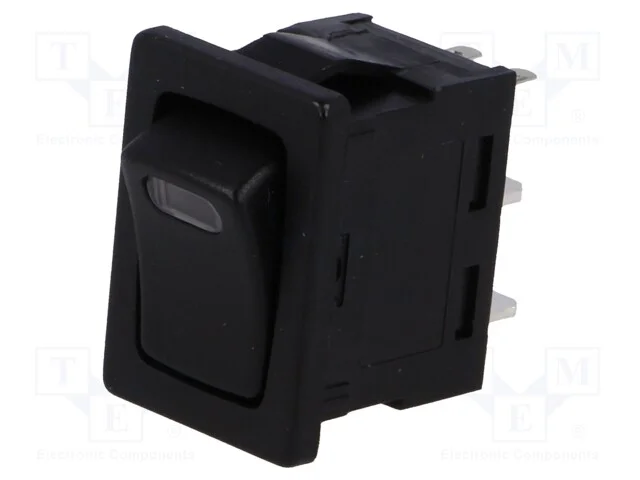 Rocker; Spst; Pos: 2; On-Off; 16a/12vdc; Preto; Led,Pontuais; 12v