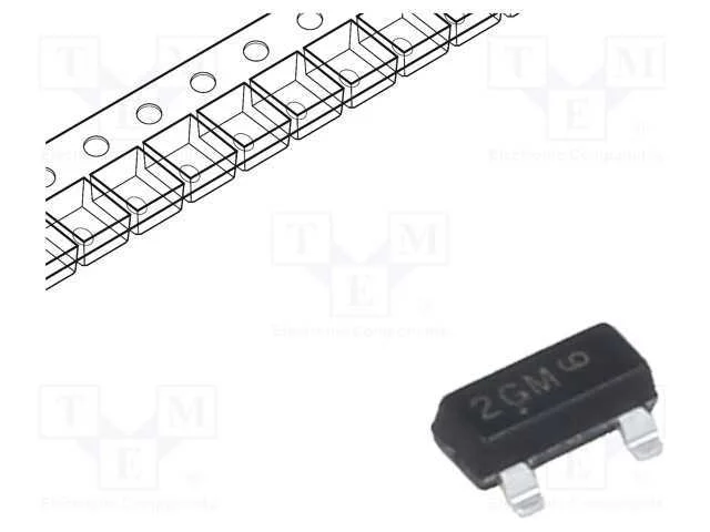 Trans&iacute;stor: PNP, bipolar, 80V, 0,5A, 0,225W, SOT23
