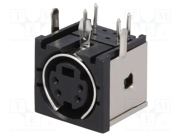 Tomada, DIN mini, f&ecirc;mea, PIN: 4, THT, angulares 90