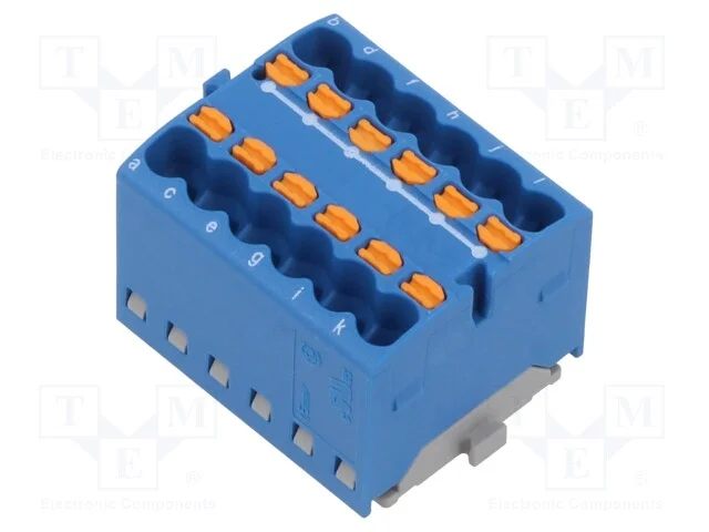 Conector: Bloco de Distribui&ccedil;&atilde;o, 1,5mm2, Faixas: 1, Azul, Push-In