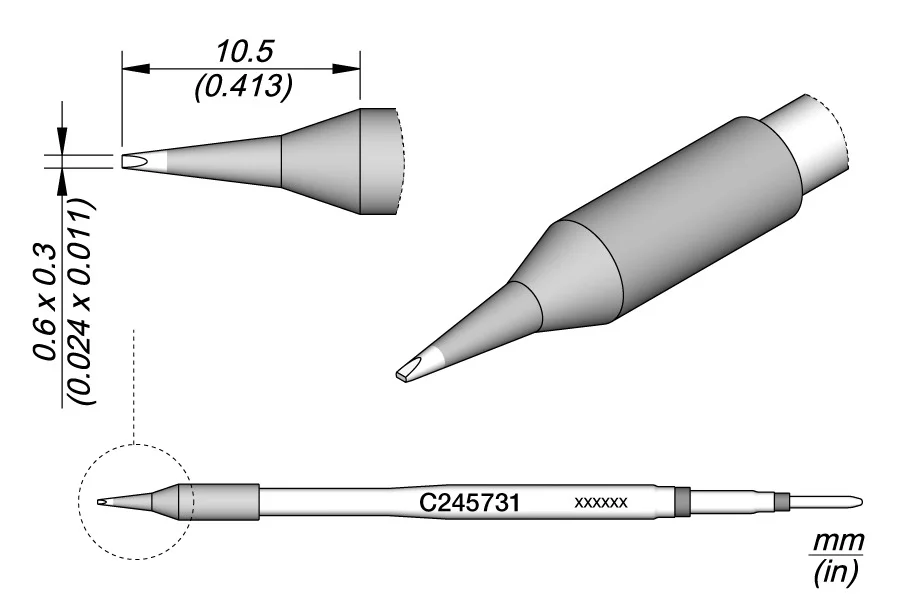 Ponta; pe&ccedil;as de aparafusar; 0,6x0,3mm; longlife
