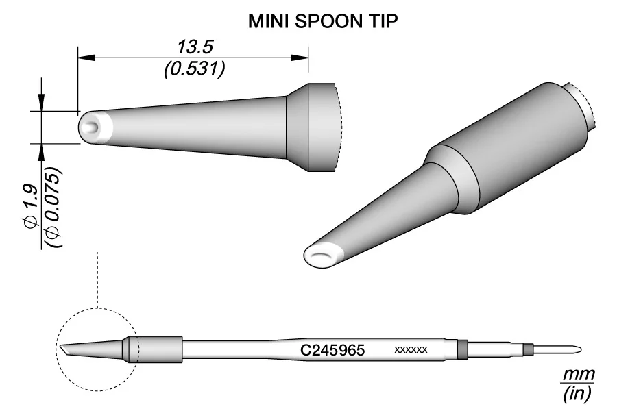 Mini Colher Ponta &Oslash; 1,9