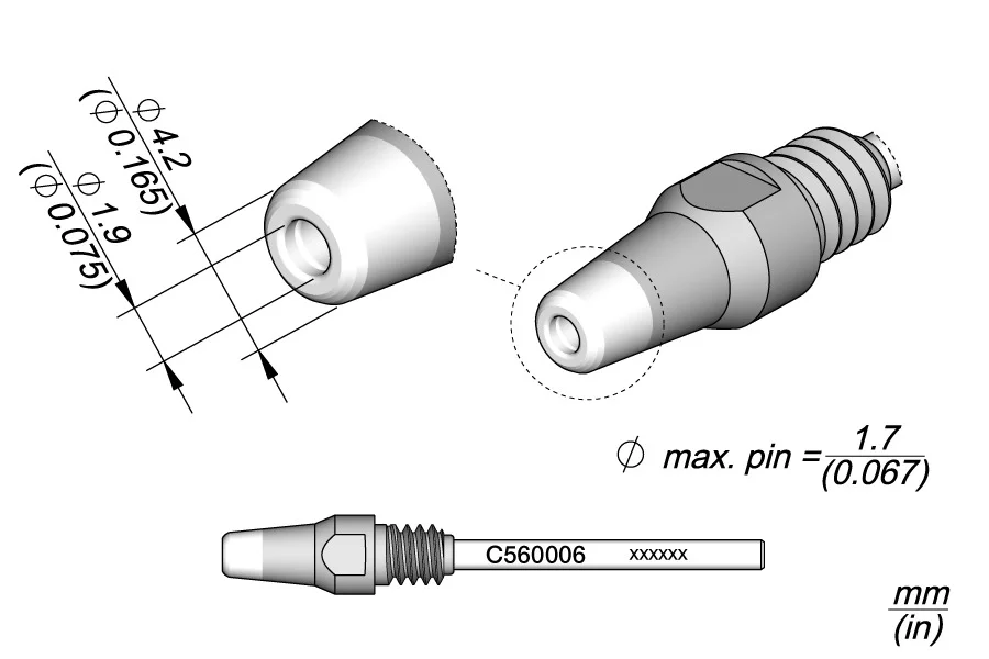 Through-Hole Desoldering Tip &Oslash; 1.9