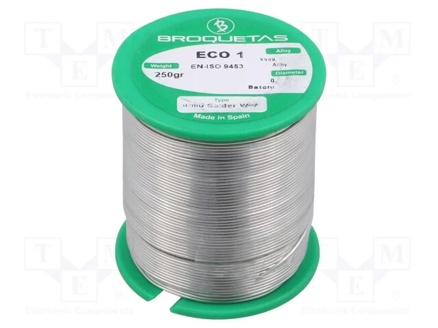 Arame de Solda, Sn99,3cu0,7, 0,7mm, 250g, Sem Chumbo, Bobina