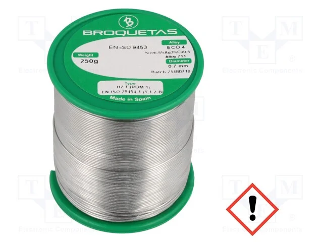 Arame de solda, Sn96,5Ag3Cu0,5, 0,7mm, 0,25kg, se.