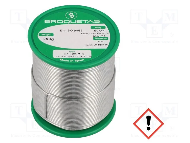 Arame de solda, Sn96,5Ag3Cu0,5, 1mm, 0,25kg, sem .