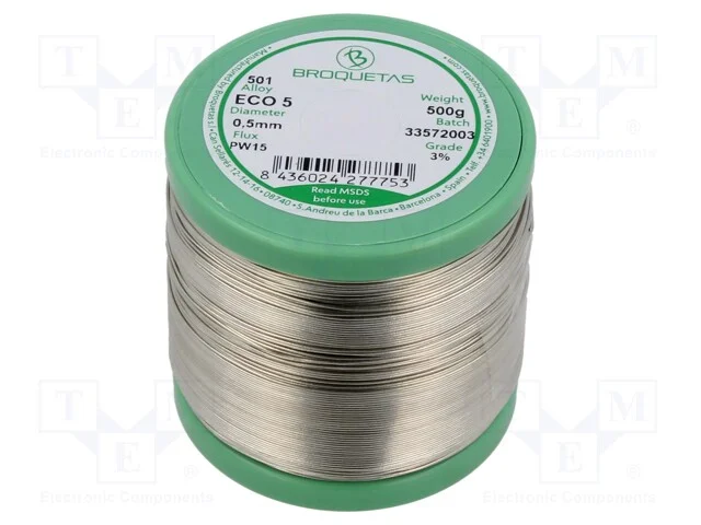 Arame de solda, Sn99Ag0,3Cu0,7, 0,5mm, 0,5kg, sem.