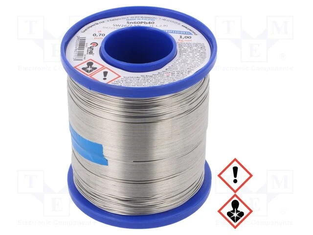 Arame de Solda, Sn60pb40, 0,7mm, 1kg, com Chumbo, Bobina, 190c