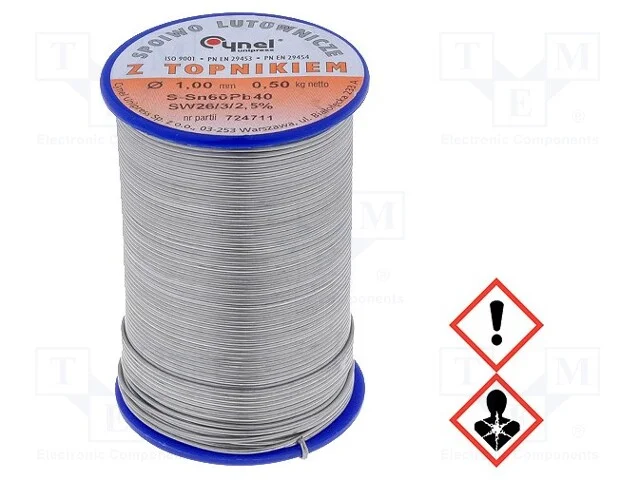 Arame de Solda, Sn60pb40, 1mm, 0,5kg, com Chumbo, Bobina, 190c