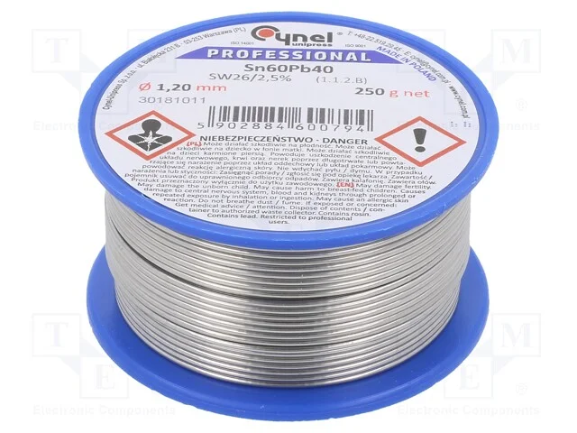 Arame de Solda, Sn60pb40, 1,2mm, 0,25kg, com Chumbo, Bobina, 190c