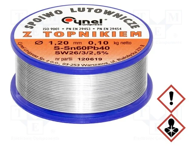 Arame de Solda, Sn60pb40, 1,2mm, 0,1kg, com Chumbo, Bobina, 190c