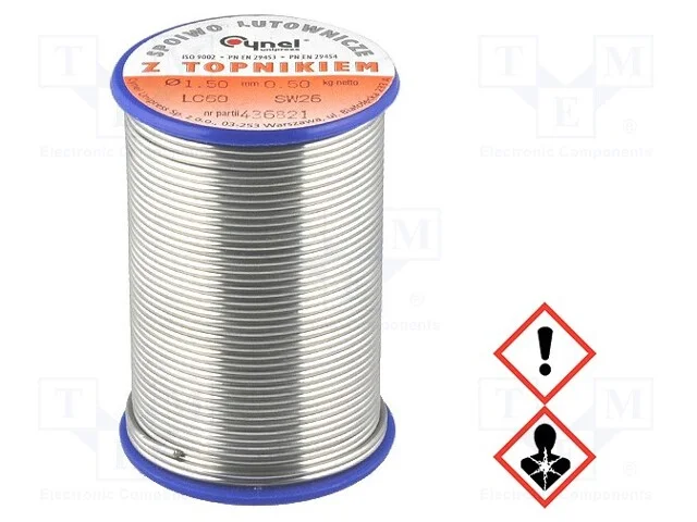 Arame de solda, Sn60Pb40, 1,5mm, 0,5kg, com chumb.
