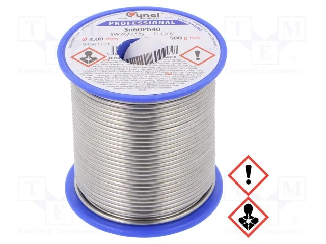 Arame de Solda, Sn60pb40, 2mm, 0,5kg, com Chumbo, Bobina, 190c