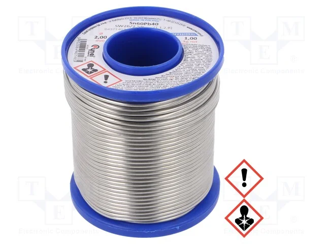 Arame de Solda, Sn60pb40, 2mm, 1kg, com Chumbo, Bobina, 190c, 2,5%