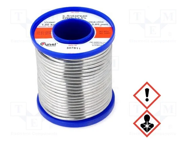 Arame de solda, Sn60Pb40, 3mm, 1kg, com chumbo, b.