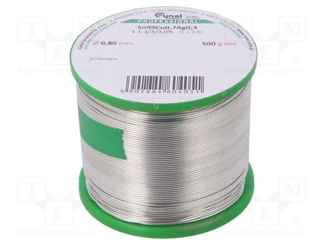 Arame de Solda, Sn99ag0,3cu0,7, 0,8mm, 500g, Sem Chumbo, Bobina