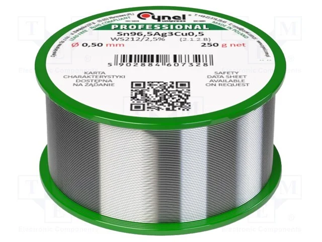 Arame de Solda, Sn96,5ag3cu0,5, 0,5mm, 250g, Sem Chumbo, Bobina