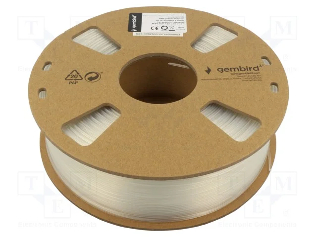 Filamento: ABS, 1,75mm, transparente, 225&divide;245C, 1.