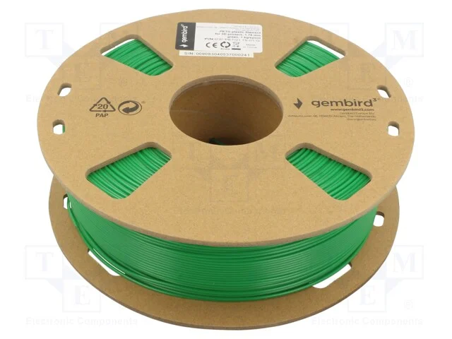 Filamento: PET-G, 1,75mm, verde, 220&divide;260C, 1kg