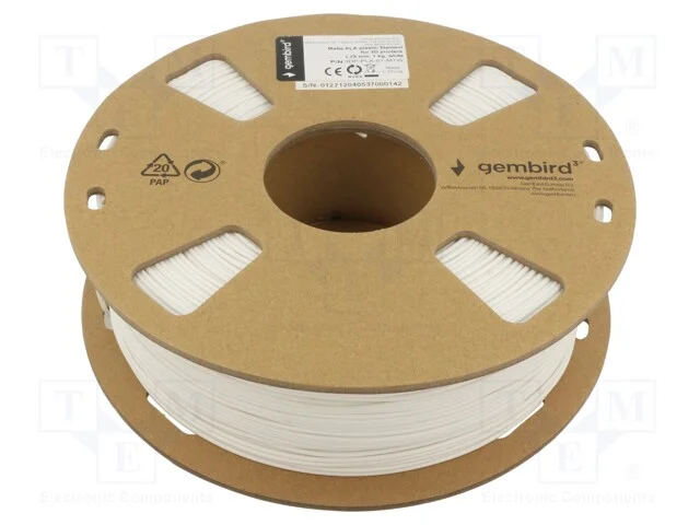 Filamento: PLA-MATT, 1,75mm, branca, 190&divide;220C, 1kg