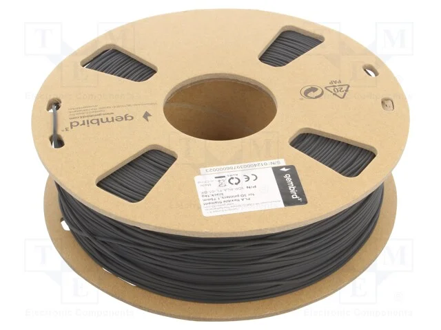 Filamento: Pla, 1,75mm, Preta, 190&divide;220c, 1kg, Flex&iacute;vel