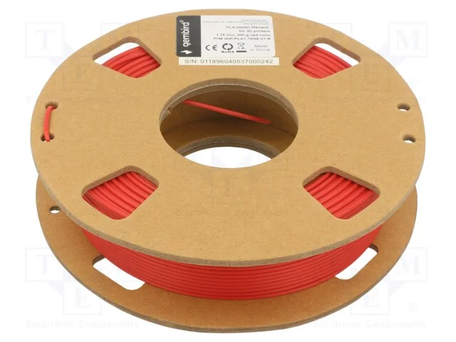 Filamento: Pla, 1,75mm, Vermelho, 190&divide;220c, 200g