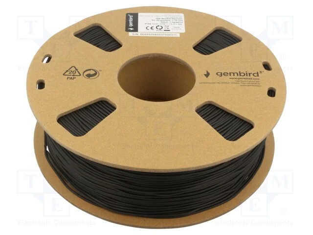 Filamento: TPE, 1,75mm, preta, 190&divide;240C, 1kg, fle.