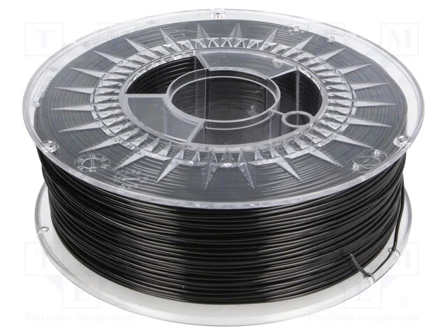Filamento: Pet-G, : 1,75mm, Preta, 220&divide;250c, 1kg