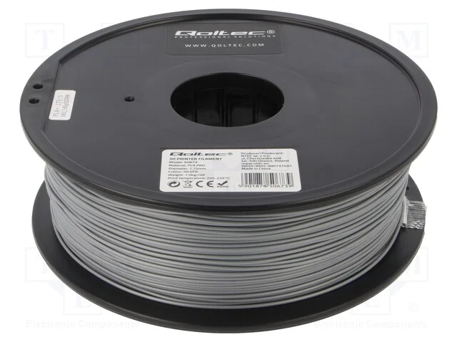 Filamento: Pla Pro, : 1,75mm, Prateado, 205&divide;225c, 1kg