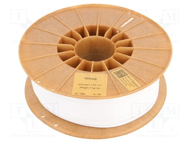 Filamento: Pet-G, 1,75mm, Branca, 220&divide;250c, 1kg