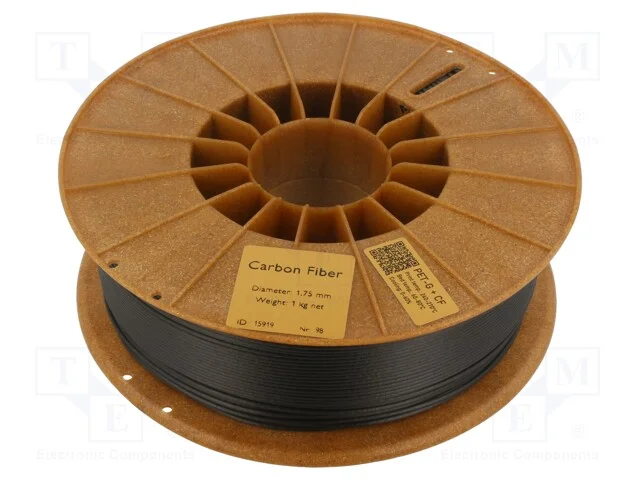 Filamento: Pet-G + Cf, 1,75mm, Preta, 240&divide;270c, 1kg