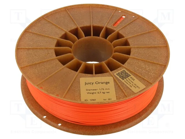 Filamento: ASA, 1,75mm, laranja, 220&divide;250C, 1kg