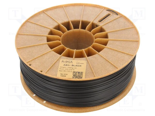 Filamento: ABS+, 1,75mm, preta, 230&divide;270C, 1kg